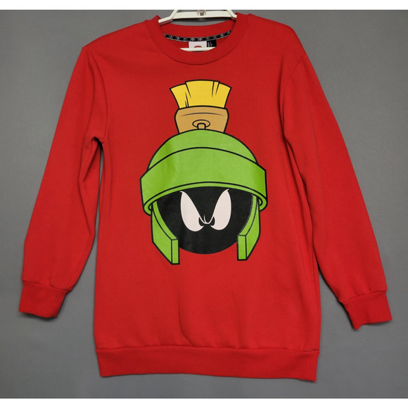 Looney Tunes Marvin The Martian Sweatshirt Size Small Red Soft Pullover WB - Picture 1 of 12